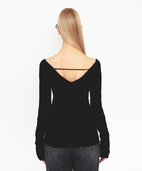 DIAGONAL（ダイアゴナル）の「V NECK STRAP KNIT (black)（ニット/セーター・レディース・その他・FREE）」の4枚目の写真