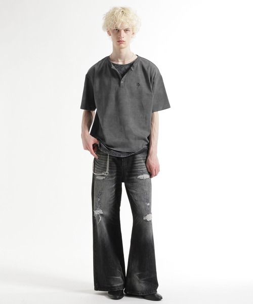 HARE(ハレ)の「ピグメントロゴヘンリーカット(HARE)(Tシャツ/カットソー・メンズ・ブルー/ブラック/グレー/レッド/ホワイト・SMALL/MEDIUM/X-SMALL)」の13枚目の写真