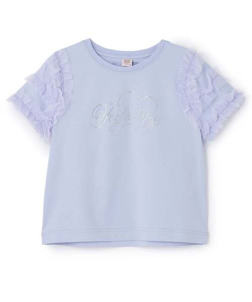 mezzo piano Junior（メゾピアノジュニア）の「【人気商品再入荷】【直営店で取り扱い無し】袖チュールフリル半袖Tシャツ（Tシャツ/カットソー・キッズ・ラベンダー/ライトピンク/オフホワイト・L:160cm/S:140cm/M:150cm）」の2枚目の写真