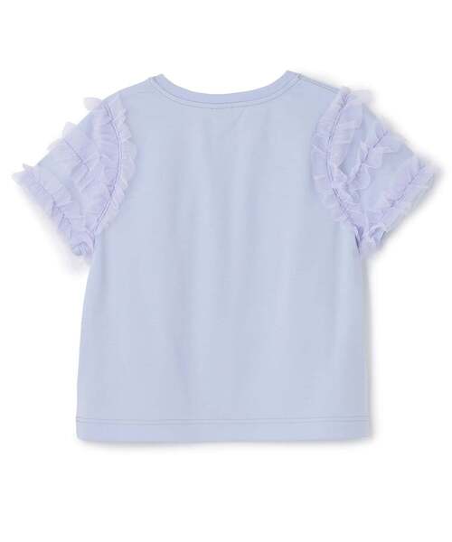 mezzo piano Junior（メゾピアノジュニア）の「【人気商品再入荷】【直営店で取り扱い無し】袖チュールフリル半袖Tシャツ（Tシャツ/カットソー・キッズ・ラベンダー/ライトピンク/オフホワイト・L:160cm/S:140cm/M:150cm）」の4枚目の写真