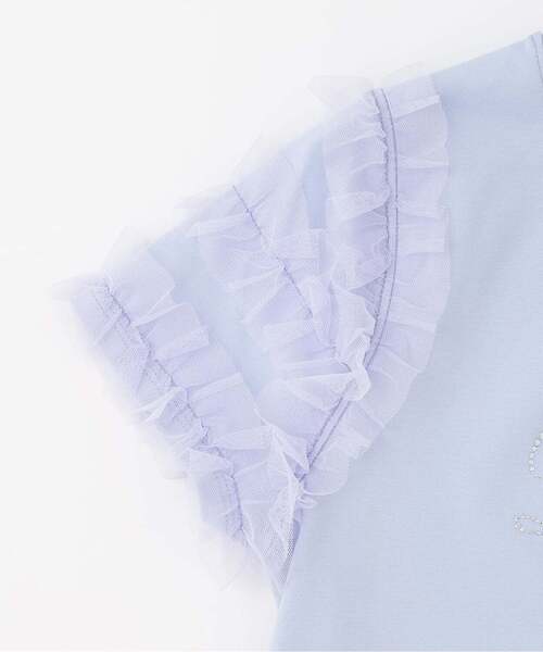 mezzo piano Junior（メゾピアノジュニア）の「【人気商品再入荷】【直営店で取り扱い無し】袖チュールフリル半袖Tシャツ（Tシャツ/カットソー・キッズ・ラベンダー/ライトピンク/オフホワイト・L:160cm/S:140cm/M:150cm）」の6枚目の写真