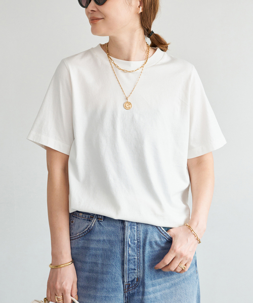 Deuxieme Classe（ドゥーズィエムクラス）の「Mme.CREW Tシャツ（Tシャツ/カットソー・レディース・ライトグレー/ベージュ/ホワイト・FREE）」の2枚目の写真