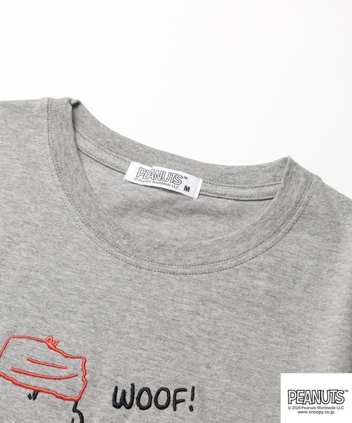 PEANUTS(ピーナッツ)の「PEANUTS刺繍Tシャツ 半袖(Tシャツ/カットソー・レディース・ネイビー/オートミール/杢グレー/オフホワイト/ブルーグレー/ブラック・LL/L/M)」の14枚目の写真