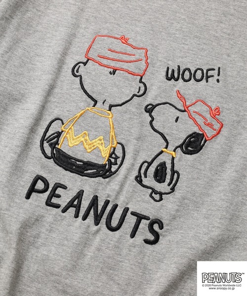 PEANUTS(ピーナッツ)の「PEANUTS刺繍Tシャツ 半袖(Tシャツ/カットソー・レディース・ネイビー/オートミール/杢グレー/オフホワイト/ブルーグレー/ブラック・LL/L/M)」の15枚目の写真