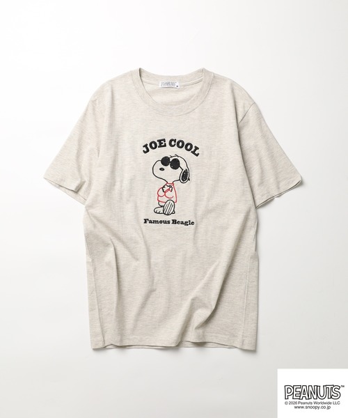 PEANUTS(ピーナッツ)の「PEANUTS刺繍Tシャツ 半袖(Tシャツ/カットソー・レディース・ネイビー/オートミール/杢グレー/オフホワイト/ブルーグレー/ブラック・LL/L/M)」の9枚目の写真