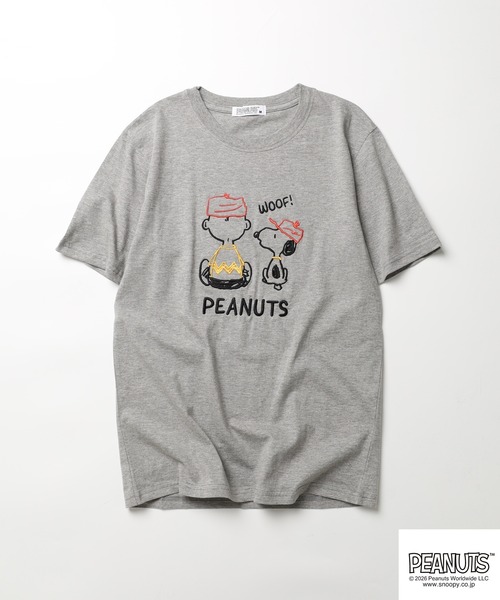 PEANUTS(ピーナッツ)の「PEANUTS刺繍Tシャツ 半袖(Tシャツ/カットソー・レディース・ネイビー/オートミール/杢グレー/オフホワイト/ブルーグレー/ブラック・LL/L/M)」の13枚目の写真