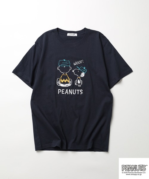 PEANUTS(ピーナッツ)の「PEANUTS刺繍Tシャツ 半袖(Tシャツ/カットソー・レディース・ネイビー/オートミール/杢グレー/オフホワイト/ブルーグレー/ブラック・LL/L/M)」の12枚目の写真