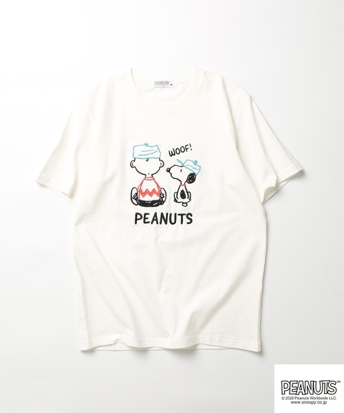 PEANUTS(ピーナッツ)の「PEANUTS刺繍Tシャツ 半袖(Tシャツ/カットソー・レディース・ネイビー/オートミール/杢グレー/オフホワイト/ブルーグレー/ブラック・LL/L/M)」の11枚目の写真