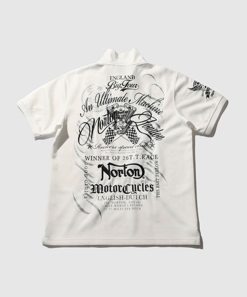 Norton(ノートン)の「Norton グラフィックプリント バックロゴ刺繍 半袖ポロシャツ(ポロシャツ・メンズ・ブラック/ホワイト・M/L/XL)」の4枚目の写真