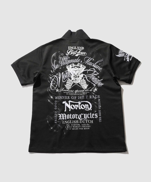 Norton(ノートン)の「Norton グラフィックプリント バックロゴ刺繍 半袖ポロシャツ(ポロシャツ・メンズ・ブラック/ホワイト・M/L/XL)」の5枚目の写真