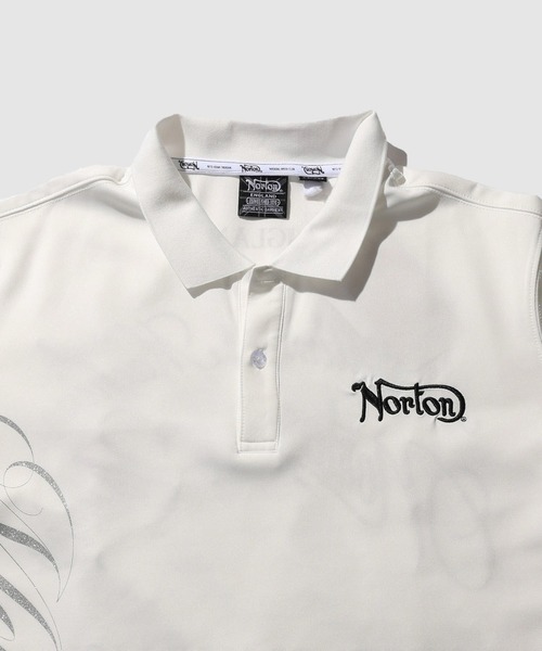 Norton(ノートン)の「Norton グラフィックプリント バックロゴ刺繍 半袖ポロシャツ(ポロシャツ・メンズ・ブラック/ホワイト・M/L/XL)」の6枚目の写真