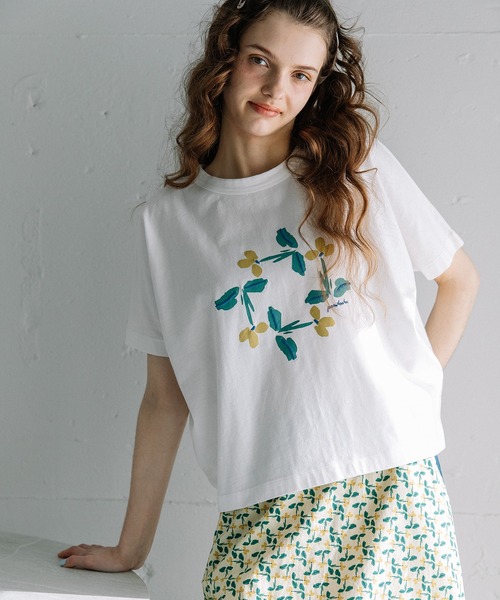 POU DOU DOU(プードゥドゥ)の「サークルすみれプリントドルマントップス(Tシャツ/カットソー・レディース・ダークグレー/オフホワイト・3)」の11枚目の写真