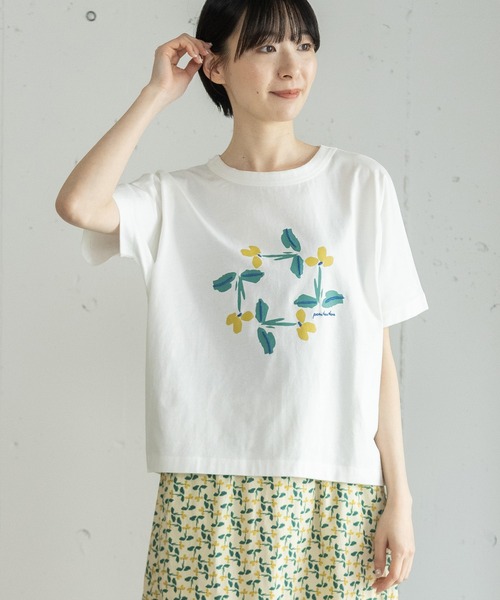 POU DOU DOU(プードゥドゥ)の「サークルすみれプリントドルマントップス(Tシャツ/カットソー・レディース・ダークグレー/オフホワイト・3)」の8枚目の写真