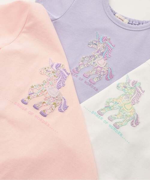 sense of wonder（センスオブワンダー）の「ユニコーンリバティアップリケTシャツ【接触冷感】（Tシャツ/カットソー・キッズ・ラベンダー/ピンク/オフホワイト・120cm/110cm/90cm/80ｃｍ/100cm）」の7枚目の写真