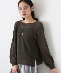 【洗える】透かし編みデザインニット