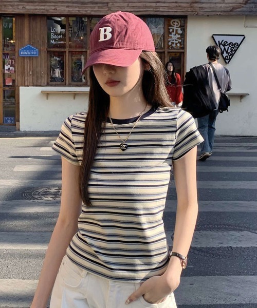 Flugge(フラッジー)の「マルチボーダーミニT(Tシャツ/カットソー・レディース・レッド/ブルー・LARGE/MEDIUM)」の12枚目の写真