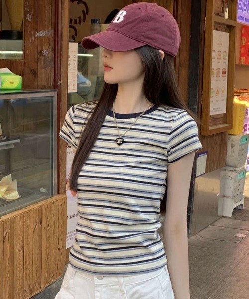 Flugge(フラッジー)の「マルチボーダーミニT(Tシャツ/カットソー・レディース・レッド/ブルー・LARGE/MEDIUM)」の14枚目の写真