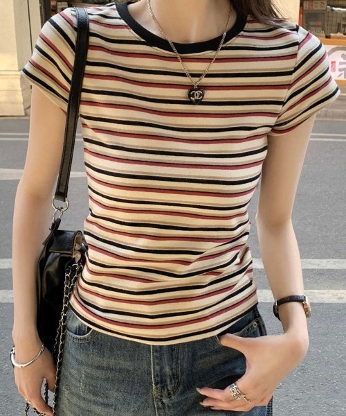 Flugge(フラッジー)の「マルチボーダーミニT(Tシャツ/カットソー・レディース・レッド/ブルー・LARGE/MEDIUM)」の15枚目の写真