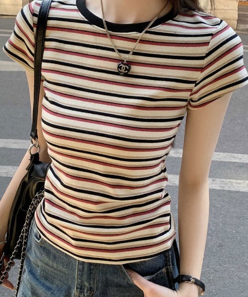 Flugge(フラッジー)の「マルチボーダーミニT(Tシャツ/カットソー・レディース・レッド/ブルー・LARGE/MEDIUM)」の16枚目の写真