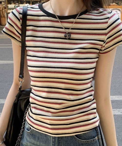 Flugge(フラッジー)の「マルチボーダーミニT(Tシャツ/カットソー・レディース・レッド/ブルー・LARGE/MEDIUM)」の17枚目の写真
