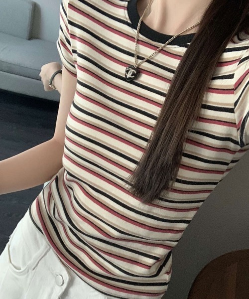 Flugge(フラッジー)の「マルチボーダーミニT(Tシャツ/カットソー・レディース・レッド/ブルー・LARGE/MEDIUM)」の22枚目の写真