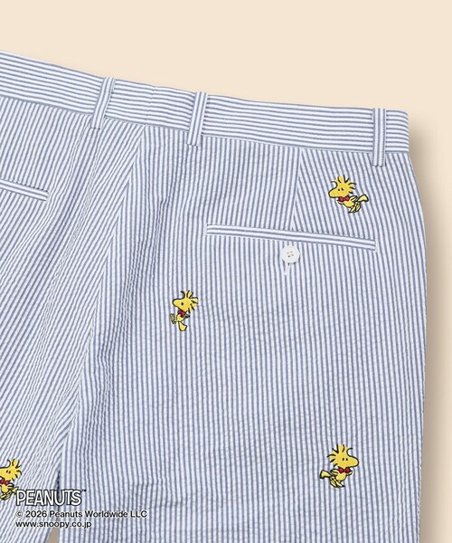 BROOKS BROTHERS(ブルックスブラザーズ)の「Brooks Brothers × PEANUTS シアサッカー ウッドストックエンブロイダリー ショーツ(その他パンツ・メンズ・ブルー・30inch/32inch/34inch/36inch)」の2枚目の写真