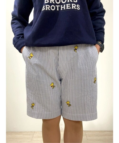 BROOKS BROTHERS(ブルックスブラザーズ)の「Brooks Brothers × PEANUTS シアサッカー ウッドストックエンブロイダリー ショーツ(その他パンツ・メンズ・ブルー・30inch/32inch/34inch/36inch)」の5枚目の写真