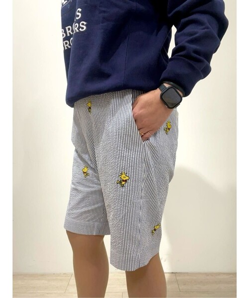 BROOKS BROTHERS(ブルックスブラザーズ)の「Brooks Brothers × PEANUTS シアサッカー ウッドストックエンブロイダリー ショーツ(その他パンツ・メンズ・ブルー・30inch/32inch/34inch/36inch)」の6枚目の写真