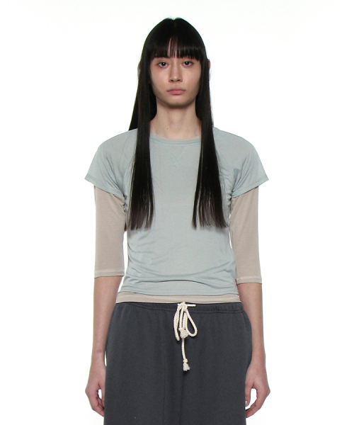 PARTIMENTO WOMEN(パルティメントウィメン)の「PWC シア レグラン スティッチ ショートスリーブ Tシャツ_ミント(Tシャツ/カットソー・レディース・その他・SMALL/MEDIUM/LARGE)」の1枚目の写真