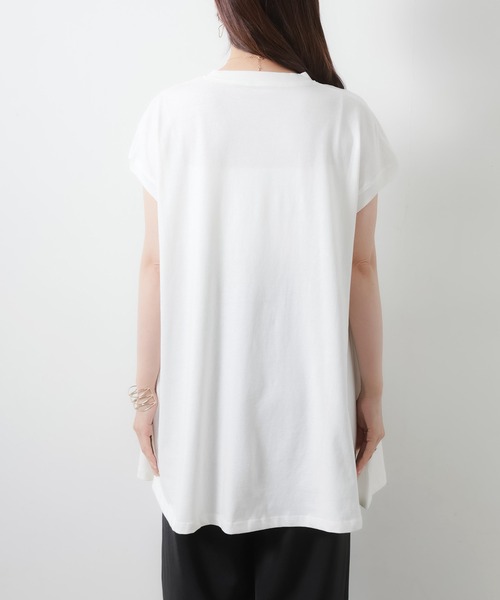 Riberry（リベリー）の「【接触冷感】ミドル丈コットンフレアTシャツ（Tシャツ/カットソー・レディース・オフホワイト/チャコールグレー/ブラック・MEDIUM）」の22枚目の写真