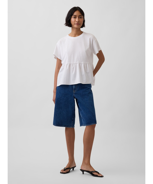GAP(ギャップ)の「オーガニックコットン オーバーサイズ ミックスメディア ティアードTシャツ(Tシャツ/カットソー・レディース・ブラック/ホワイト・XXS/XL/M/XS/S/L)」の5枚目の写真