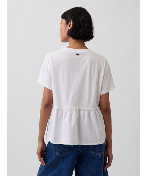 GAP(ギャップ)の「オーガニックコットン オーバーサイズ ミックスメディア ティアードTシャツ(Tシャツ/カットソー・レディース・ブラック/ホワイト・XXS/XL/M/XS/S/L)」の7枚目の写真