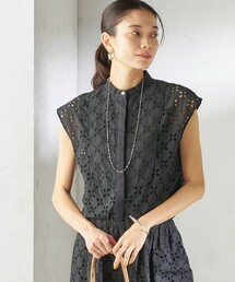 〈手洗い可能〉綿 刺繍 レース フレンチスリーブ ブラウス