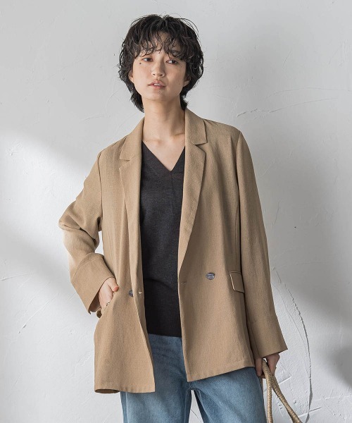 MAYSON GREY(メイソングレイ)の「ヴィンテージメッシュダブルブレストジャケット(その他アウター・レディース・キャメル/ブラック/オフホワイト・M)」の1枚目の写真