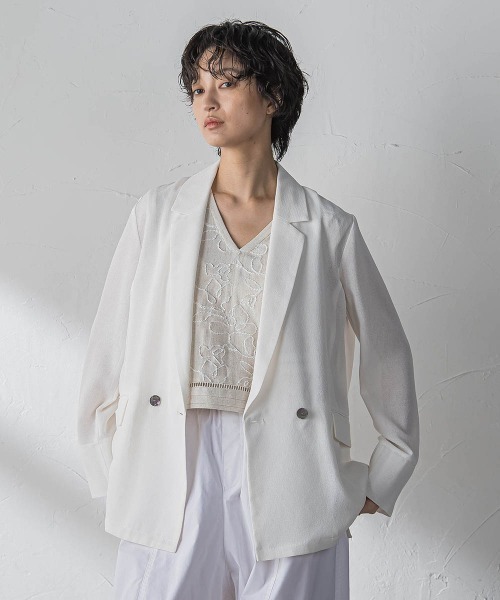 MAYSON GREY(メイソングレイ)の「ヴィンテージメッシュダブルブレストジャケット(その他アウター・レディース・キャメル/ブラック/オフホワイト・M)」の2枚目の写真