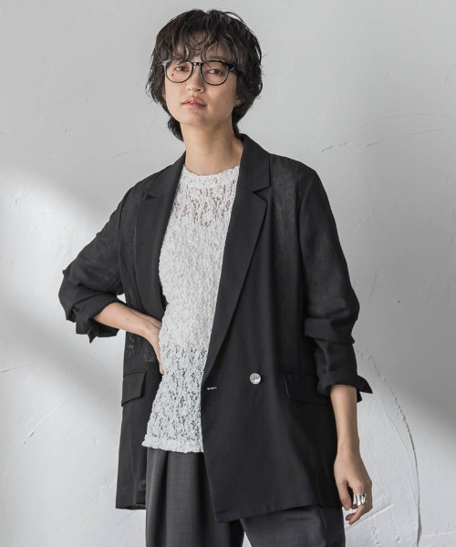 MAYSON GREY(メイソングレイ)の「ヴィンテージメッシュダブルブレストジャケット(その他アウター・レディース・キャメル/ブラック/オフホワイト・M)」の3枚目の写真