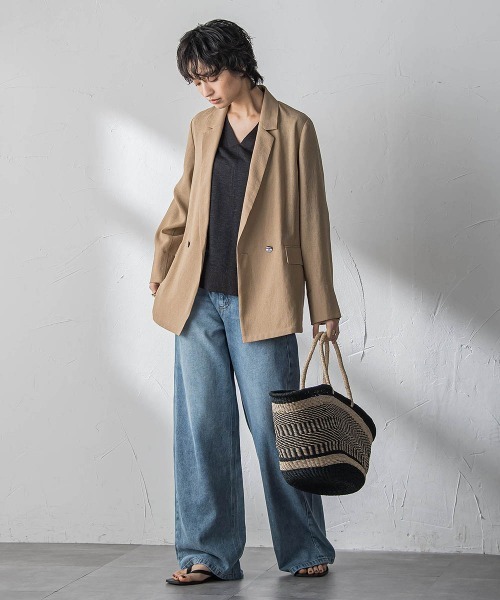 MAYSON GREY(メイソングレイ)の「ヴィンテージメッシュダブルブレストジャケット(その他アウター・レディース・キャメル/ブラック/オフホワイト・M)」の8枚目の写真