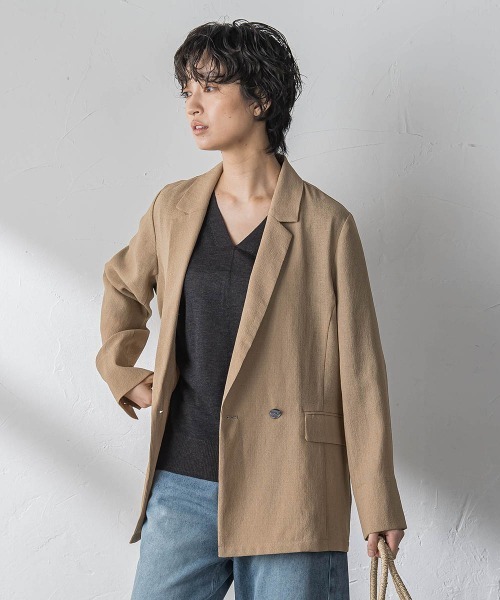 MAYSON GREY(メイソングレイ)の「ヴィンテージメッシュダブルブレストジャケット(その他アウター・レディース・キャメル/ブラック/オフホワイト・M)」の4枚目の写真