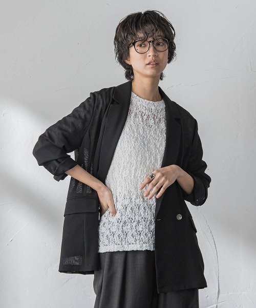 MAYSON GREY(メイソングレイ)の「ヴィンテージメッシュダブルブレストジャケット(その他アウター・レディース・キャメル/ブラック/オフホワイト・M)」の16枚目の写真