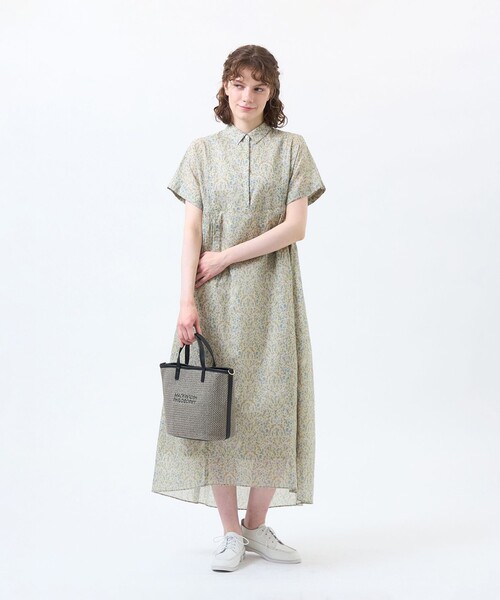 MACKINTOSH PHILOSOPHY（ﾏｯｷﾝﾄｯｼｭ ﾌｨﾛｿﾌｨｰ）の「Snowblue Garden サイドギャザーワンピース（ワンピース・レディース・ブルー系その他3/ベージュ系その他・36/38）」の4枚目の写真
