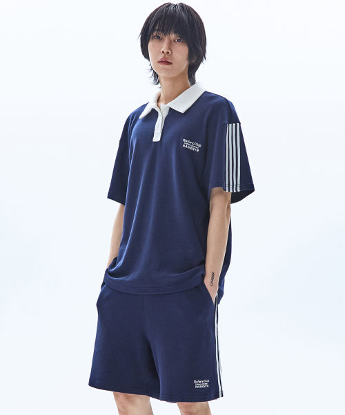 RAIMENT(レイメント)の「エッセンシャルトラックワッフルカラー半袖Tシャツ_ネイビー(ポロシャツ・メンズ・その他・SMALL/MEDIUM/LARGE/X-LARGE)」の1枚目の写真