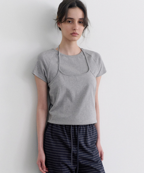 ANDNEEDS(アンドニーズ)の「Oster two way short sleeve (melange gray)(Tシャツ/カットソー・レディース・その他・FREE)」の2枚目の写真