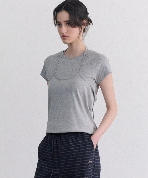 ANDNEEDS(アンドニーズ)の「Oster two way short sleeve (melange gray)(Tシャツ/カットソー・レディース・その他・FREE)」の4枚目の写真