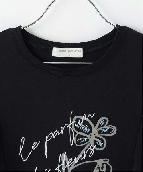 pom ponette junior(ポンポネットジュニア)の「【130cmあり】【UVカット・遮熱・接触冷感】ラッフルグラフィックTシャツ(Tシャツ/カットソー・キッズ・ブラック/アイボリー・L:160cm/S:140cm/LL(165cm)/M:150cm/130cm)」の4枚目の写真