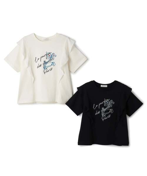 pom ponette junior(ポンポネットジュニア)の「【130cmあり】【UVカット・遮熱・接触冷感】ラッフルグラフィックTシャツ(Tシャツ/カットソー・キッズ・ブラック/アイボリー・L:160cm/S:140cm/LL(165cm)/M:150cm/130cm)」の10枚目の写真