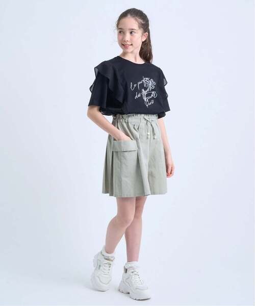 pom ponette junior(ポンポネットジュニア)の「【130cmあり】【UVカット・遮熱・接触冷感】ラッフルグラフィックTシャツ(Tシャツ/カットソー・キッズ・ブラック/アイボリー・L:160cm/S:140cm/LL(165cm)/M:150cm/130cm)」の14枚目の写真