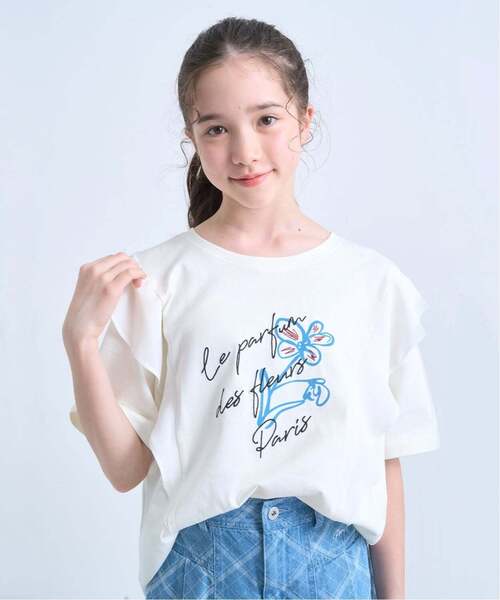 pom ponette junior(ポンポネットジュニア)の「【130cmあり】【UVカット・遮熱・接触冷感】ラッフルグラフィックTシャツ(Tシャツ/カットソー・キッズ・ブラック/アイボリー・L:160cm/S:140cm/LL(165cm)/M:150cm/130cm)」の15枚目の写真