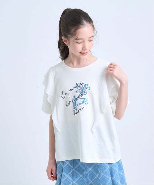 pom ponette junior(ポンポネットジュニア)の「【130cmあり】【UVカット・遮熱・接触冷感】ラッフルグラフィックTシャツ(Tシャツ/カットソー・キッズ・ブラック/アイボリー・L:160cm/S:140cm/LL(165cm)/M:150cm/130cm)」の16枚目の写真
