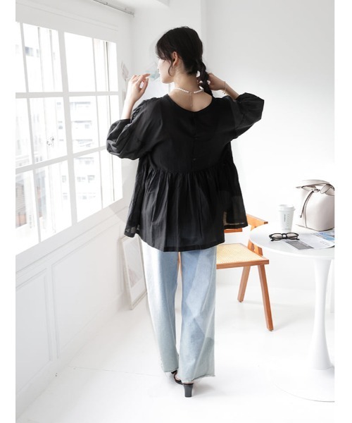 fifth（フィフス）の「前後2wayギャザーチュニック（シャツ/ブラウス・レディース・ホワイト/ブラック・M）」の10枚目の写真