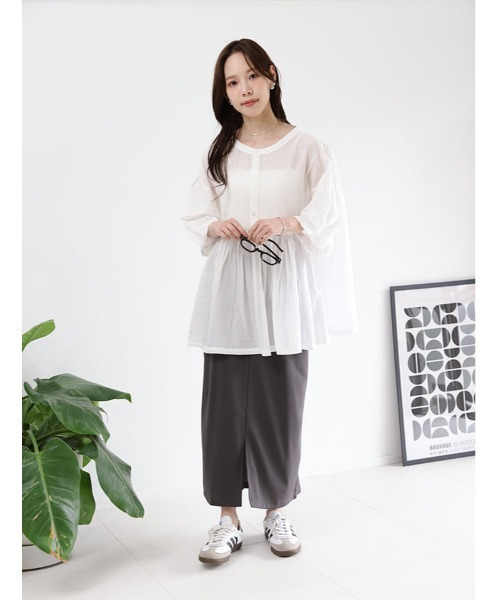 fifth（フィフス）の「前後2wayギャザーチュニック（シャツ/ブラウス・レディース・ホワイト/ブラック・M）」の15枚目の写真